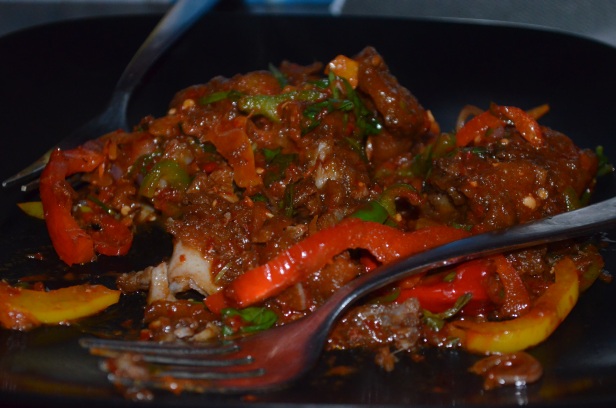 Stir fried spicy Basa (fish)